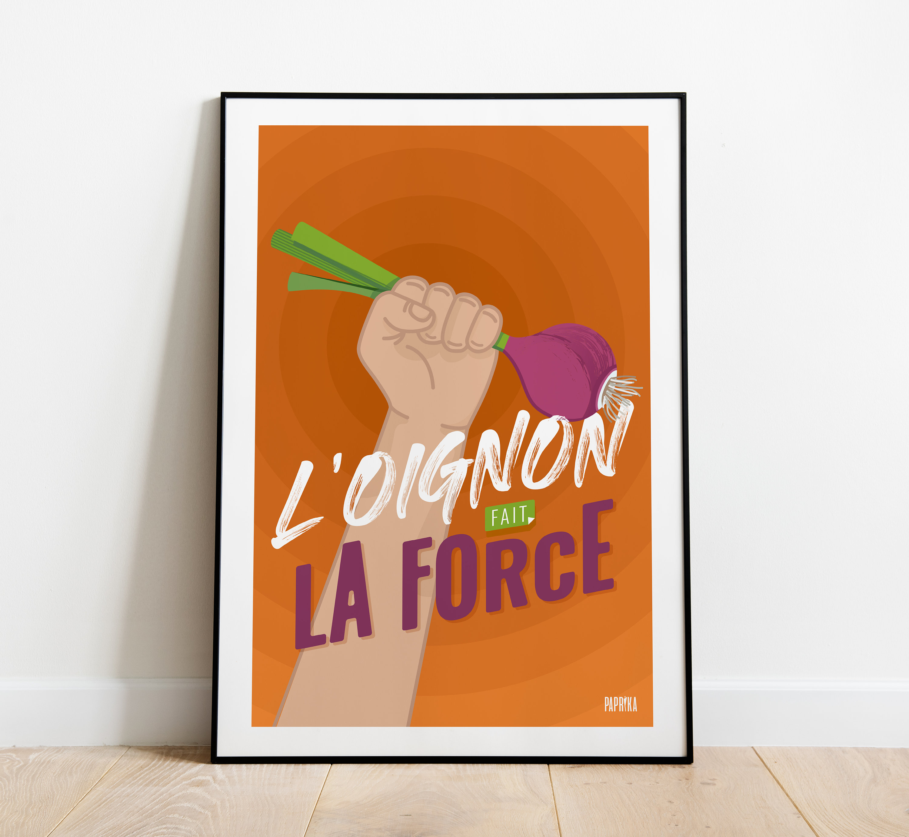 Affiche Illustration L'oignon Fait La Force - Proverbe Poster Décoration Murale