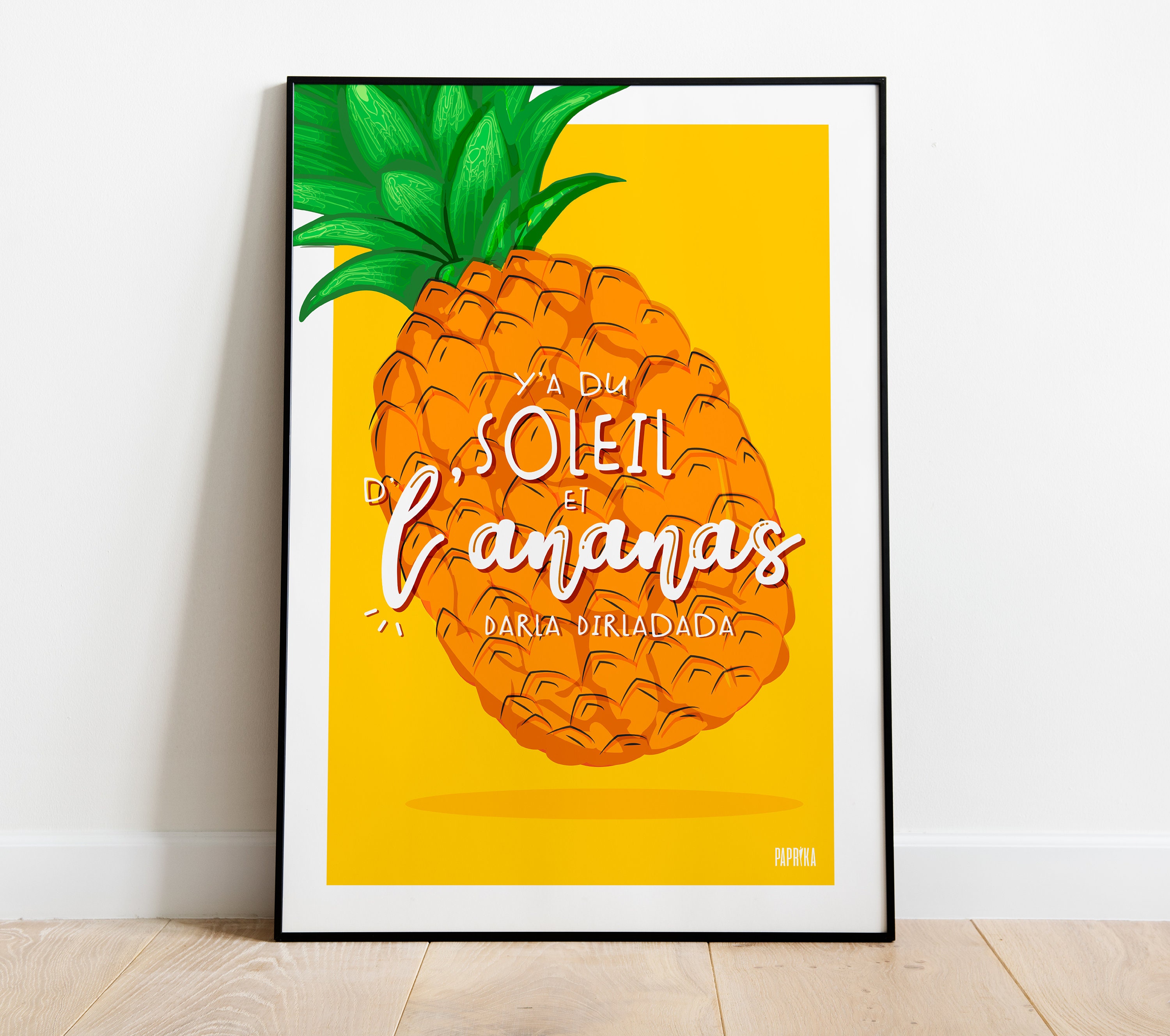 Affiche Illustration Ananas - Paroles de Chanson Poster Décoration Murale
