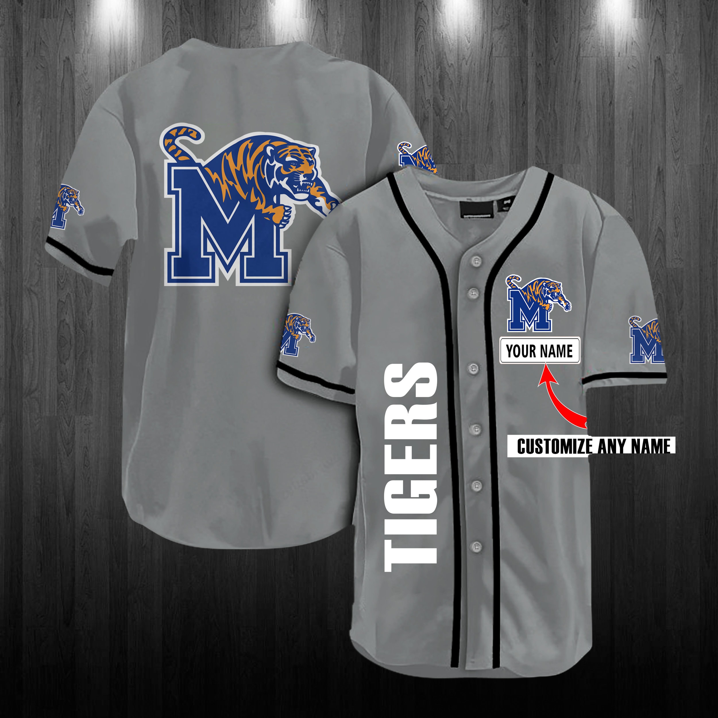 Personalized NCAA Memphis Tigers Logo 3D Baseball Jersey. Etsy