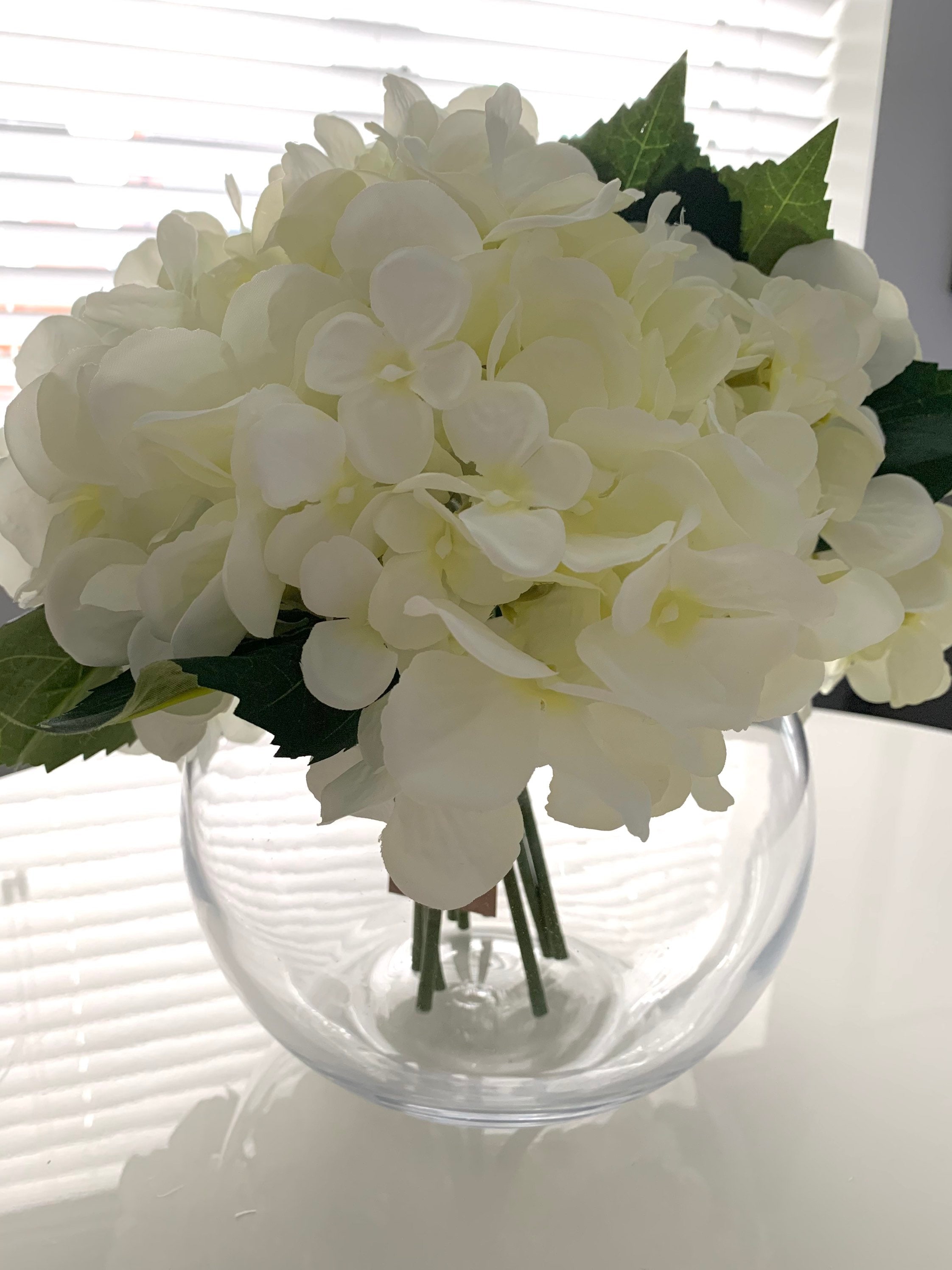 White Faux Hydrangea Vase Arrangement Etsy
