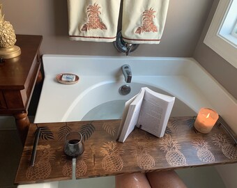 Personalized Bath Tray, Bath Caddy, Rustic, Custom, Bath Boards, Solid Customized Wood Bath Trays