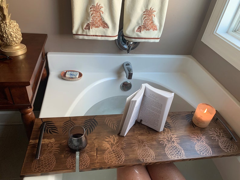 Personalized Bath Tray, Bath Caddy, Rustic, Custom, Bath Boards, Solid