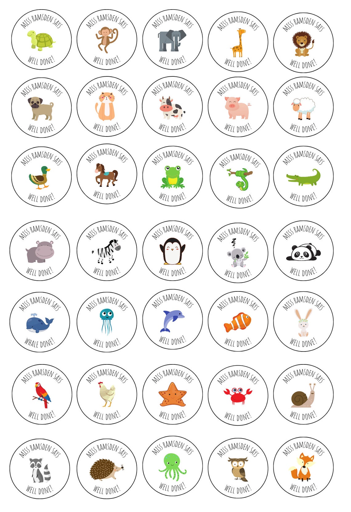 Animal Teacher Sticker / Stickers Bundle Perfect for Marking Etsy