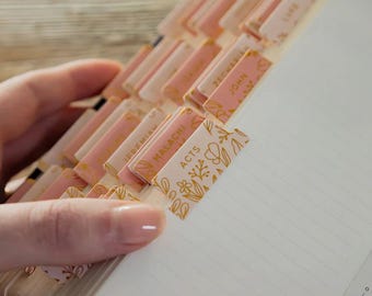 Bijbeltabs voor dagboekbijbel – zalmroze christelijk cadeau, Pasen, doop