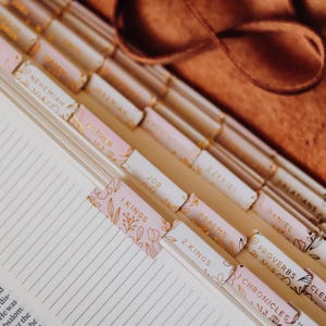 Floral Gold Bible Tabs – Bible Journaling, Scripture Dividers, Christian Gift