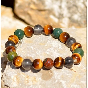 Triple real stones PROTECTION Prosperity Wealth Happiness  Bracelet made with quality stones Verified guaranteed