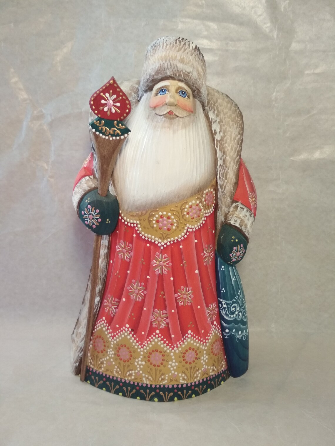 Collection Russian carved wooden Santa Claus handmade. Wooden Etsy