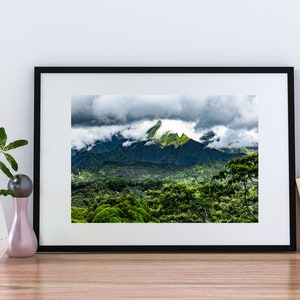 Mountain Top in Hawaii Peeking Through The Clouds, Printable Art, Printable Wall Art