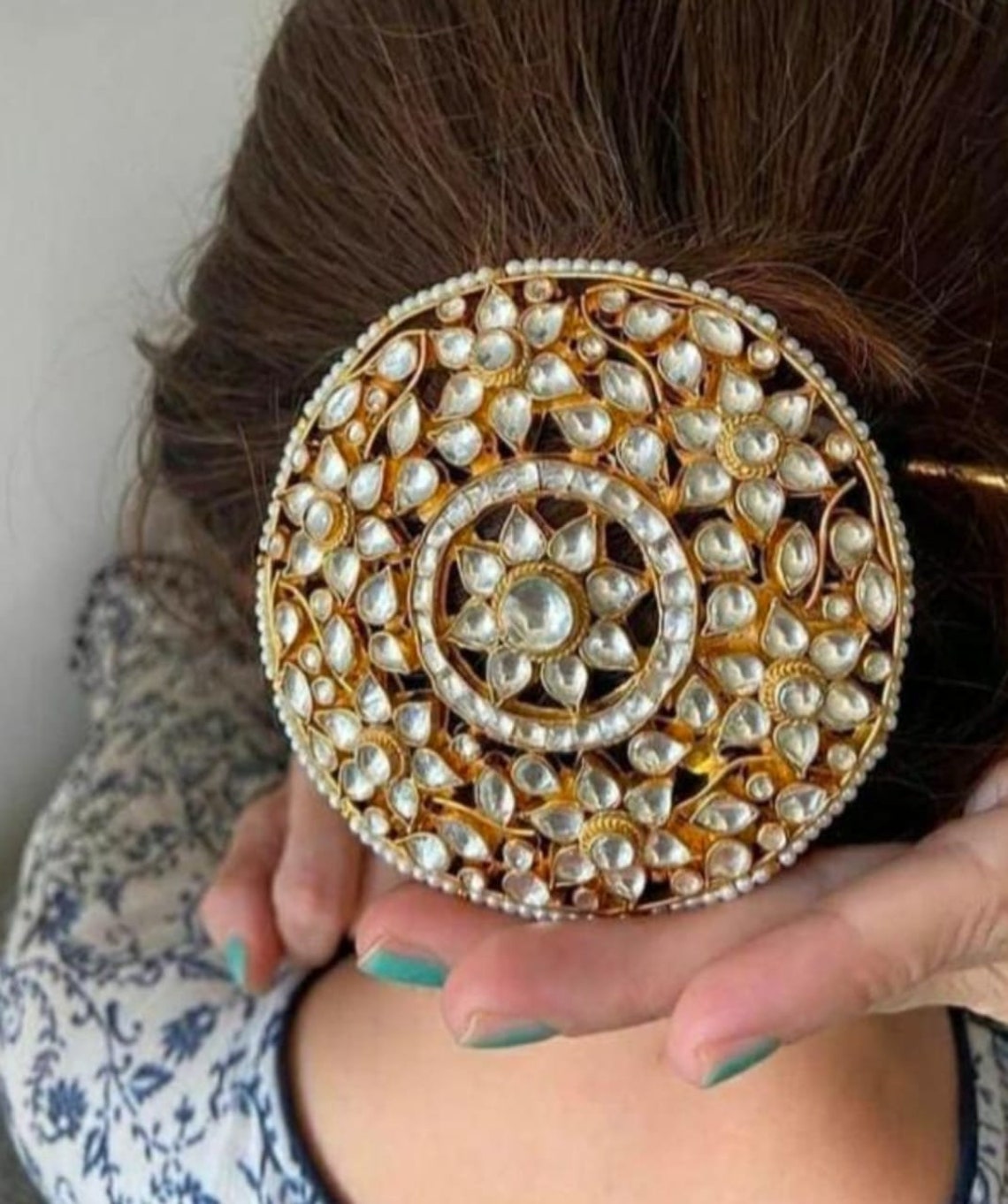 Gold plated Kundan Bridal Hair Pin/Juda pin/ hair bun pin/ Etsy