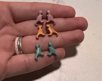 Handmade Polymer Clay Earrings | Lightweight Earrings | Dinosaur Stud Earrings | T Rex Earrings | Dainty Earrings | Nickel Free