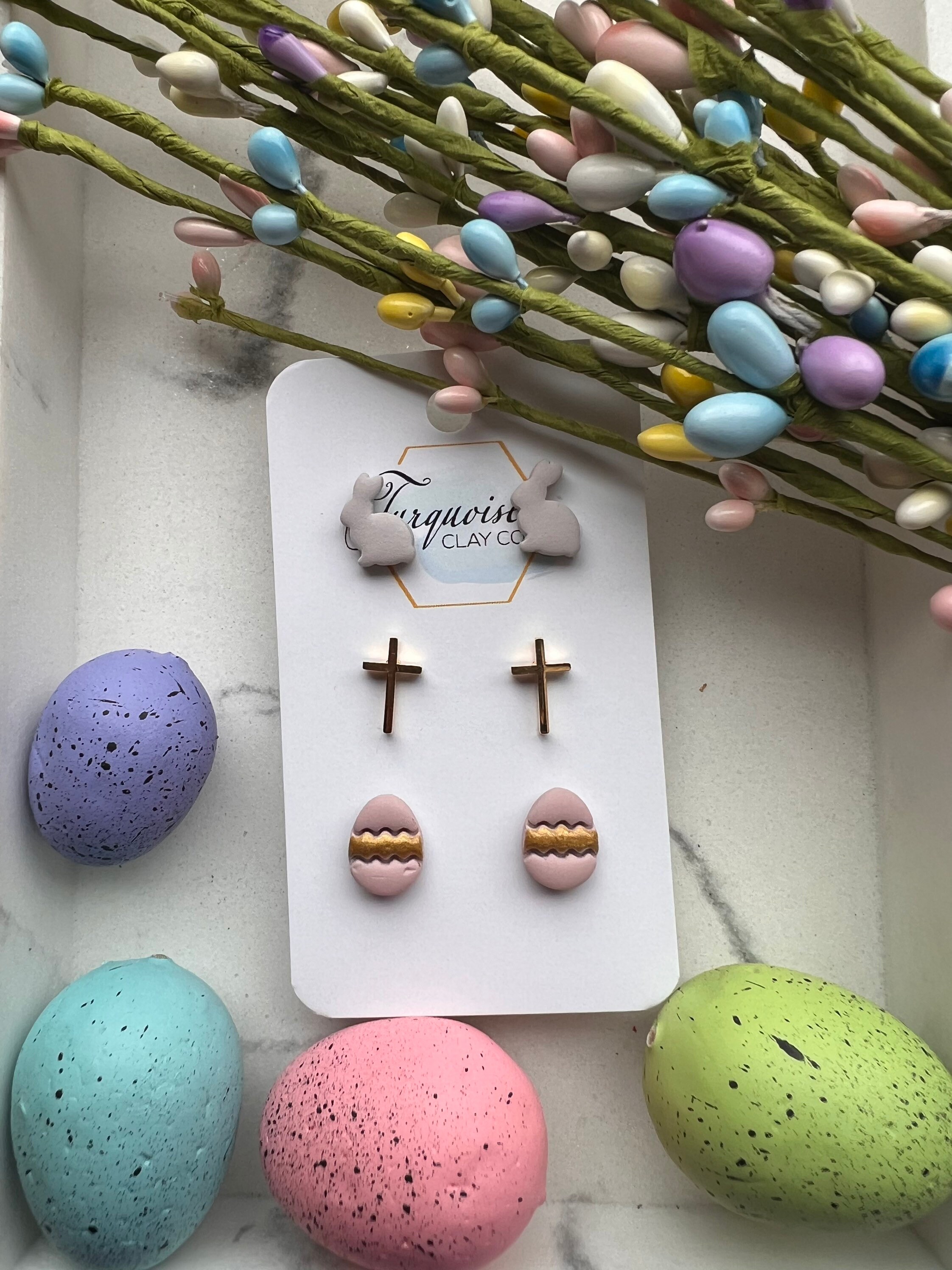 Easter stud pack polymer clay earrings
