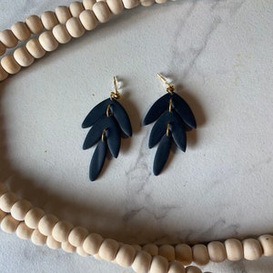 Handmade Polymer Clay Black Dangle Earrings