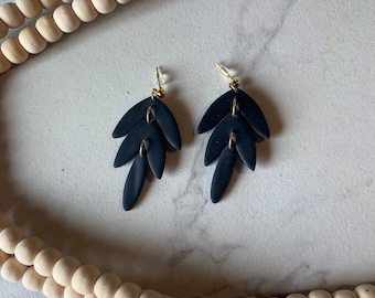 Handmade Polymer Clay Black Dangle Earrings