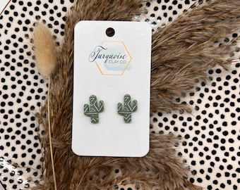 Handmade Polymer Clay Earrings | Western Polymer Clay Earrings | Cactus Earrings | Boho Polymer Clay Earrings | Aztec | Lightweight Earrings