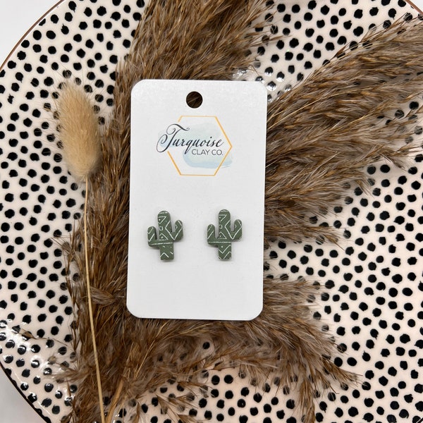 Handmade Polymer Clay Earrings | Western Polymer Clay Earrings | Cactus Earrings | Boho Polymer Clay Earrings | Aztec | Lightweight Earrings