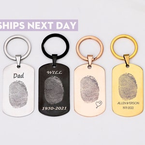 Personalized Fingerprint Keychain,Custom Hand Print Key Chain, Personalized Engraved Gift, Memorial Gift,engraved keychain,Memorial keychain