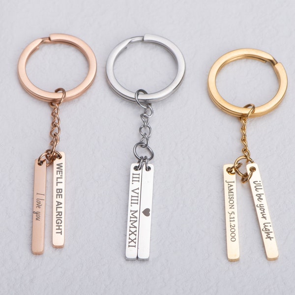 Personalized Bar Keychain,Engraved Key Chain,Custom Keychain,Gift for Dad,Boyfriend Gift, Graduation Gift,Gift for Grandpa