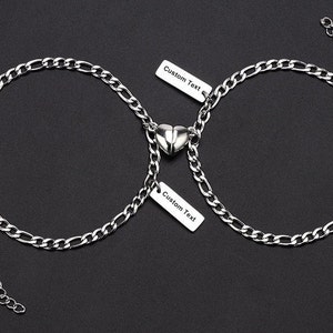 Paired Magnetic Couple Bracelets-Custom Text/Symbol Engraved Bracelet-Magnetic Couple Bracelet-Adjustable Bracelets-Lover/Couple Gift
