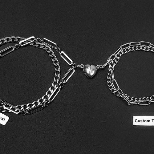 Paired Magnetic Couple Bracelets-custom Text/symbol Engraved - Etsy