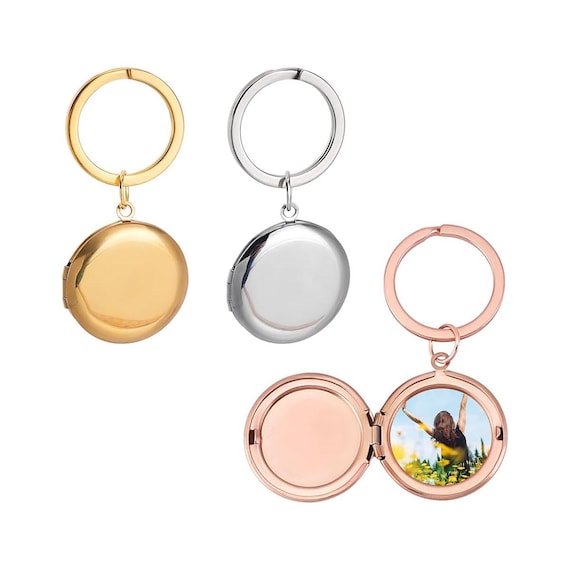 Personalizable Text Photo Locket Keychain, Custom Openable