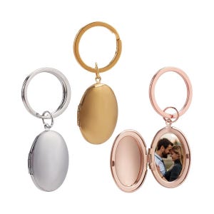 Personalizable Text & Photo Locket Key Chains for Women Oval Locket Keychain that Holds Pictures Photo Frame Charm Locket Pendants Keychain
