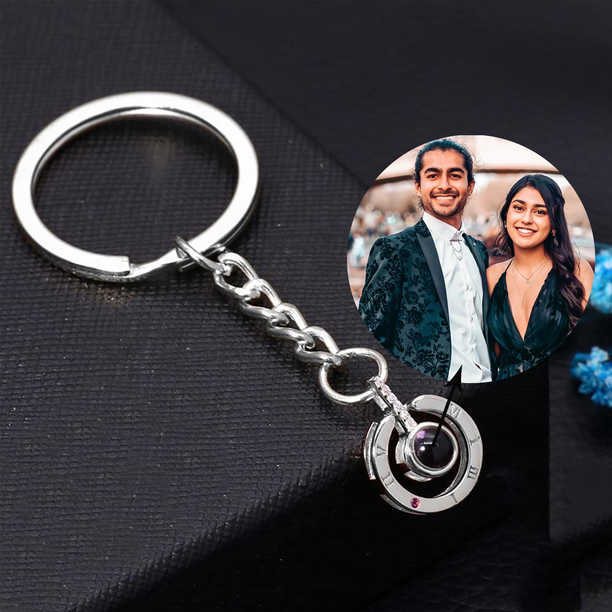 Keychain With Picture Inside ZXH Custom Circle 925 Silver Pendant