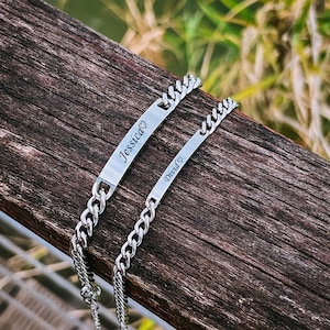 Engraving Bangle Customized Couple Promise Bracelet Stainless Steel Charm ID Bracelets for Women Men Personalized Couple Bracelet