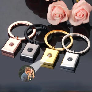 Personalized Projection Photo Keychain-Custom Image Projection Keychain-Square Pendant Keyrings for Women Men Gifts