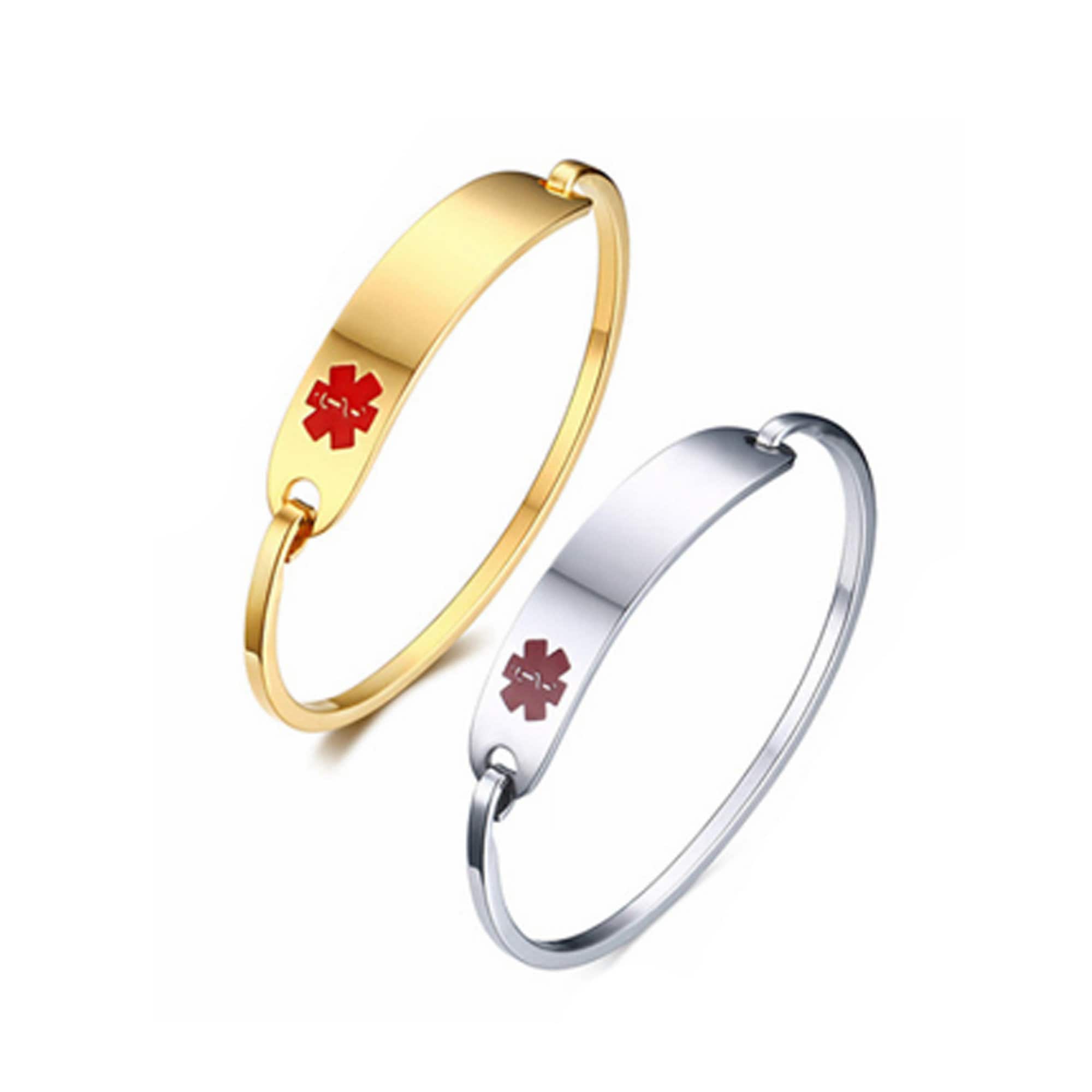 Personalized Medical Alert Bracelet-engrave Letters Cuff - Etsy