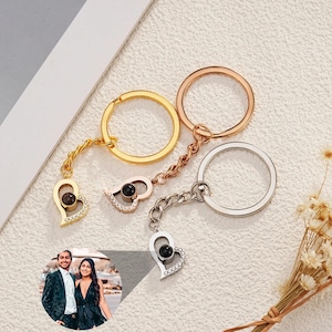 Love Heart Key Ring-Personalized Projection Photo Keychain-Custom Image Projection Keychain-Pet Memorial Gifts for Women Men