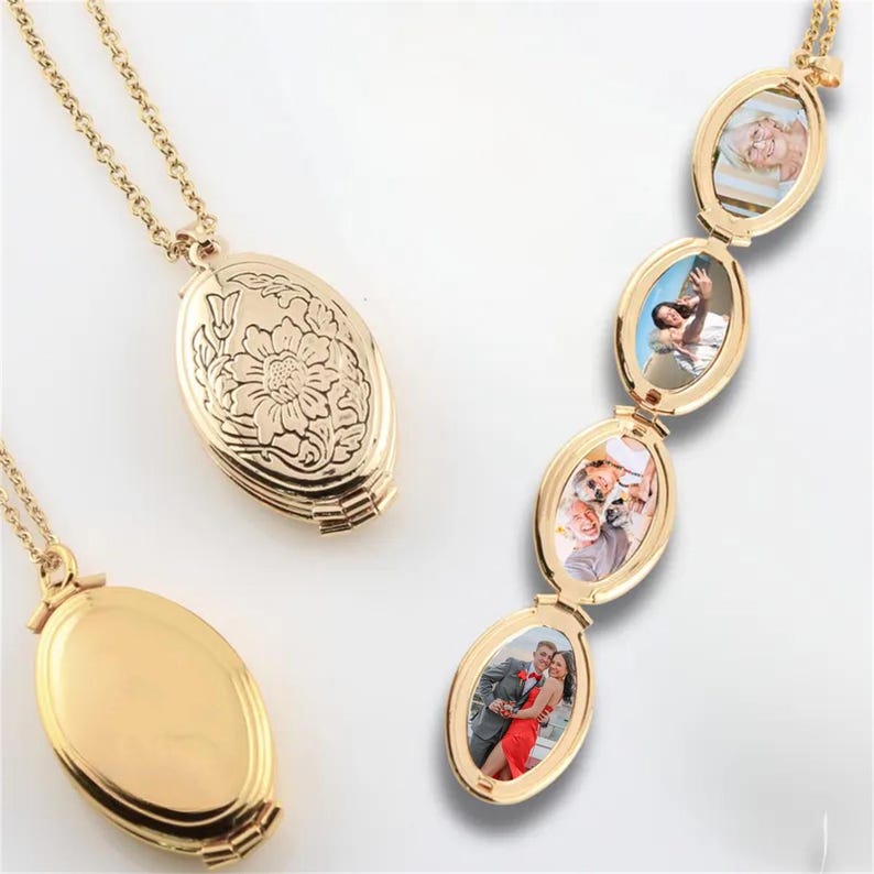 Small Photo Locket Custom 4-photo Locket Necklace, Personalized Images Pendant Necklace ...