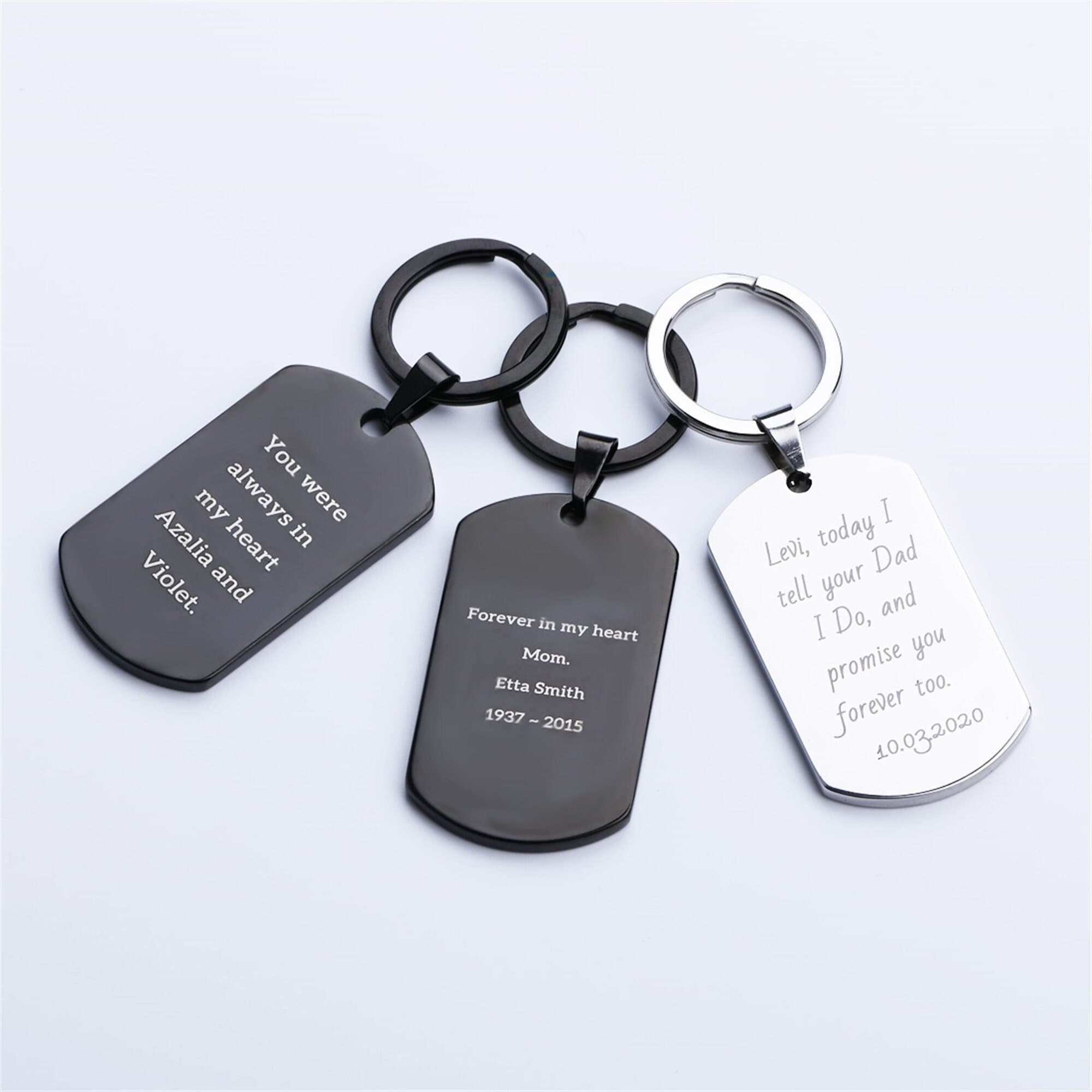 Engraved dog tag keychain sale