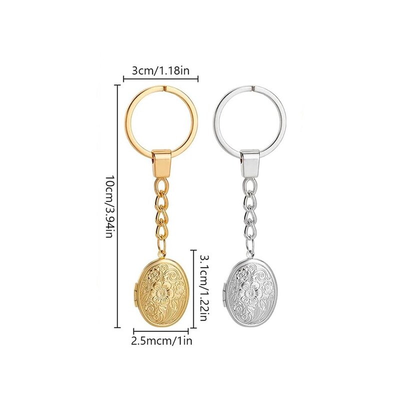 Locket Key Ring Personalized Photo Flower Locket Keychain, Engraved Text Key Rings ...