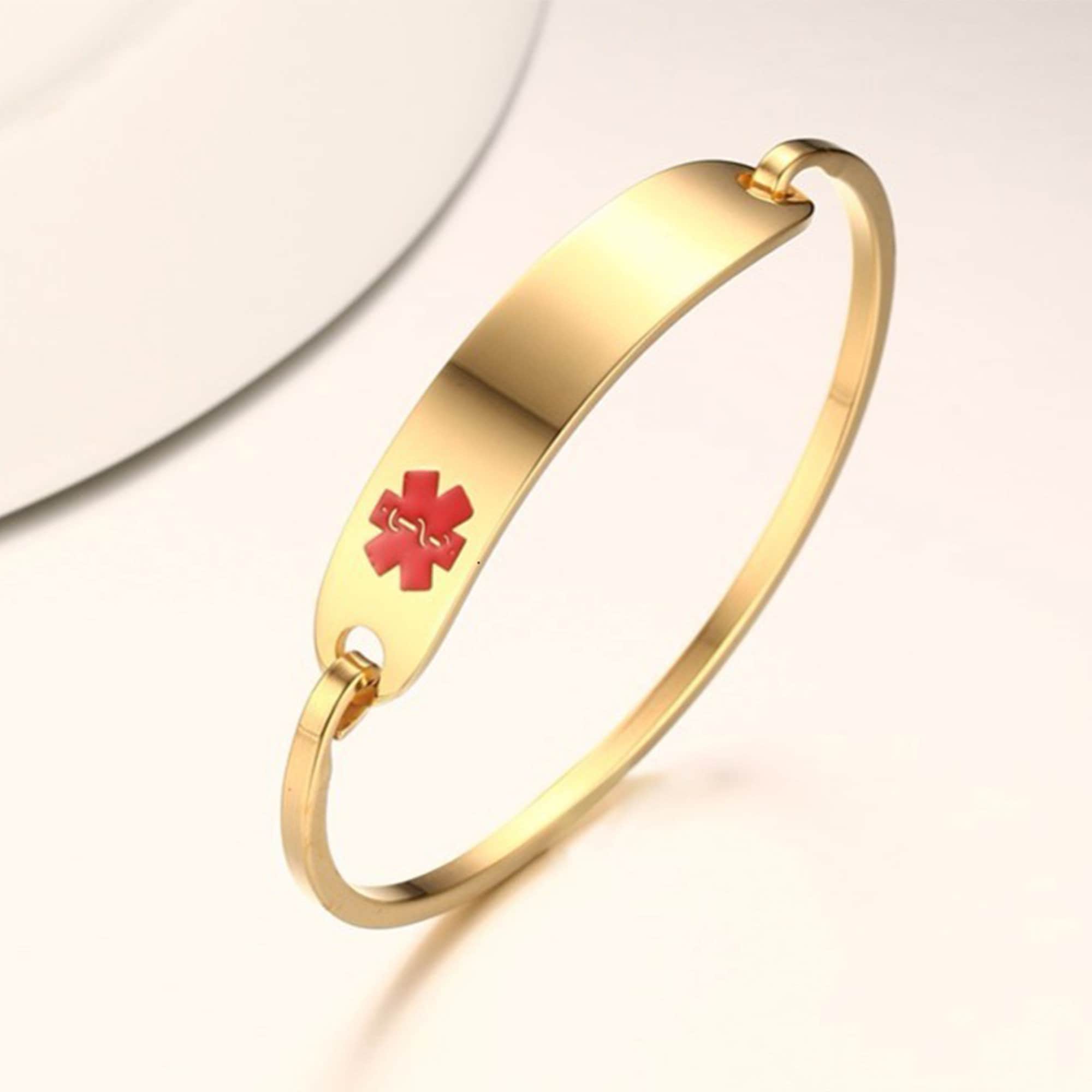 Personalized Medical Alert Bracelet-engrave Letters Cuff - Etsy