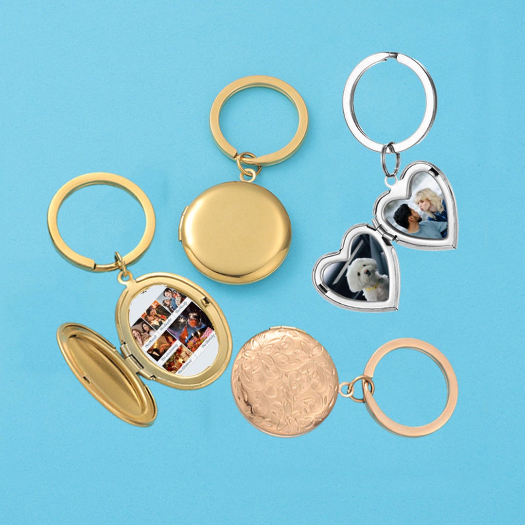 Personalizable Photo Openable Locket Keychain, Custom Picture Text