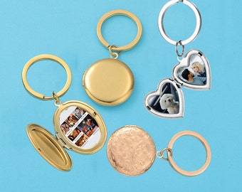 Personalized Photo Locket Keychain: Stainless Steel Picture Text Keepsake