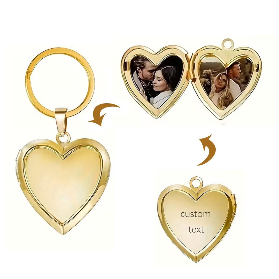 Lock Enc Keychain Custom Photo & Text Locket Keychain, Engrave Name Openable Lockets ...
