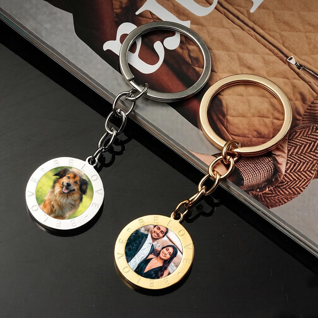 Custom Text Key Chain Personalized Photo & Text Keychain, Custom Keyring With Picture Heat ...