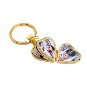 Personalized Multiple Photos Locket Keychain, Custom Memorial Picture Locket Keychain, Foldable Love Heart Locket Keychain