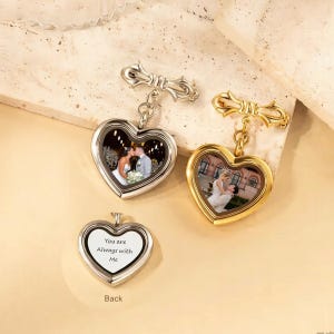 Custom 2 Photos Wedding Bouquet Charms, Personalized Images Bridal Bridegroom DIY Pin Brooch Making Kit Picture Charm