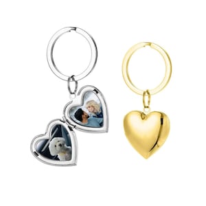 Personalizable Photo Openable Locket Keychain, Custom Picture Text Locket Keychain, Heart Locket Keychain for Women Men Gifts