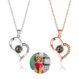 Personalized Photo Necklace-Custom Heart Projection Necklace-Family Memorial Image Diamond Necklace-Fashion Jewelry Necklace