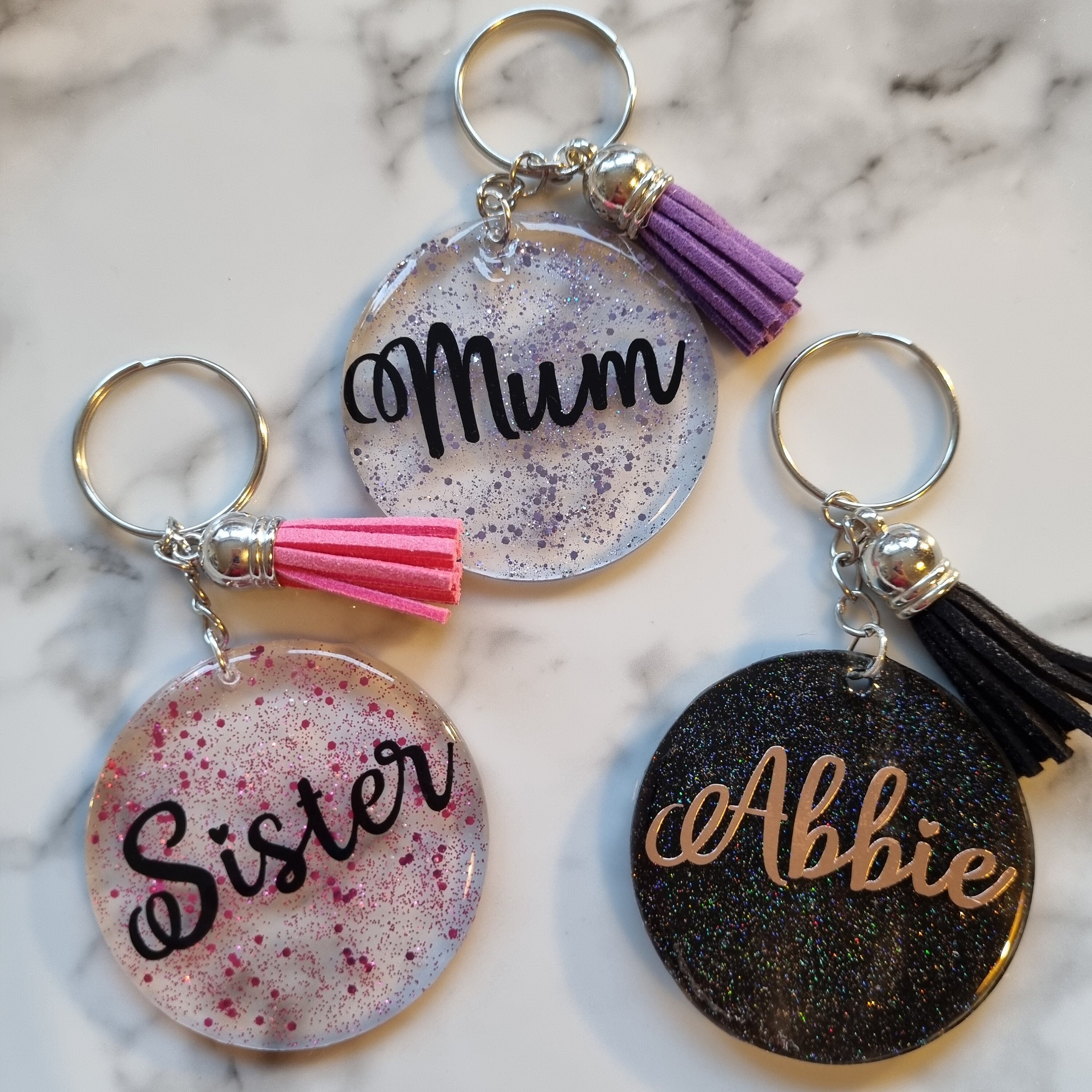 Personalized Glitter Keyring Can Be Made in Any Colour Gift Etsy UK