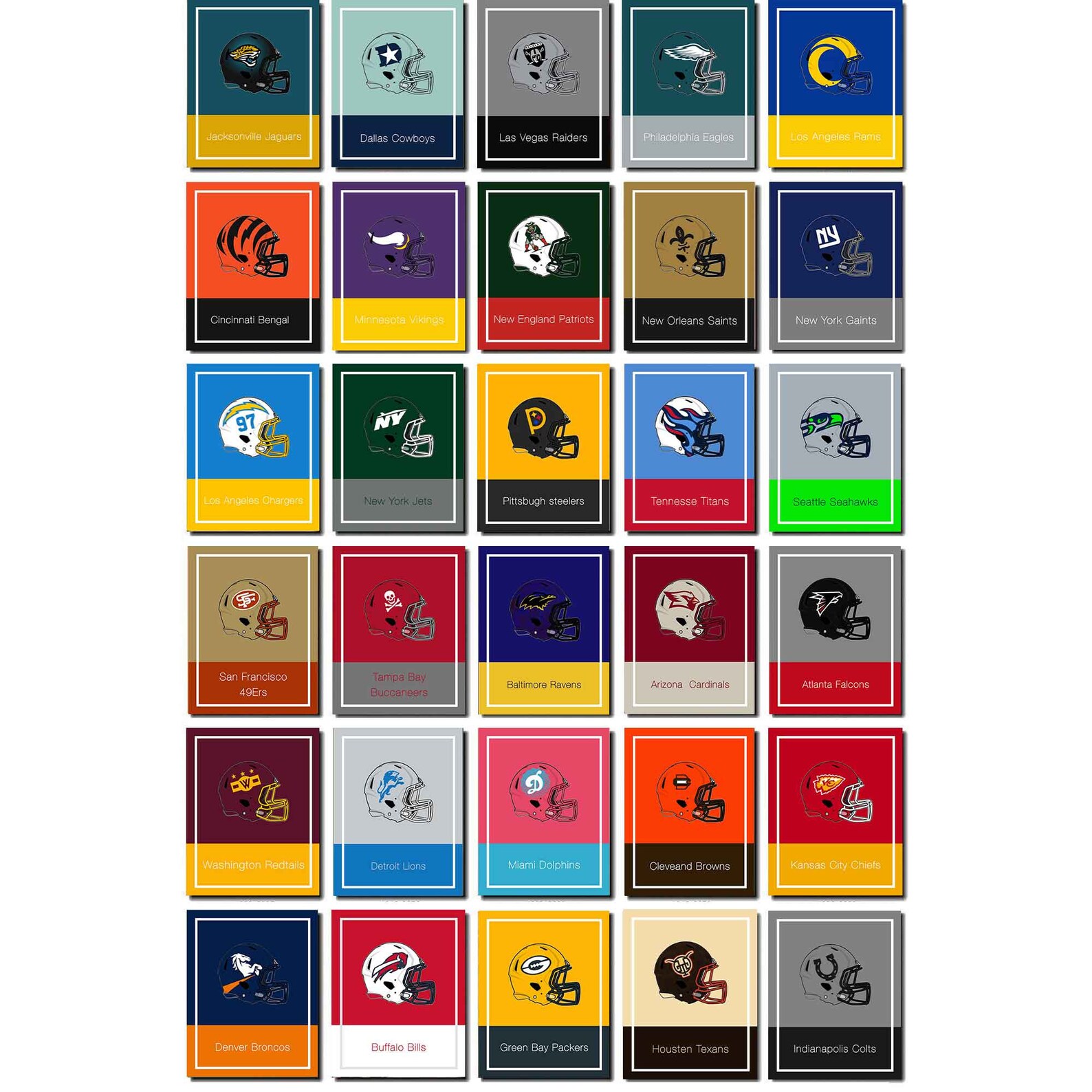 Nfl team poster Digital print poster American Football Etsy