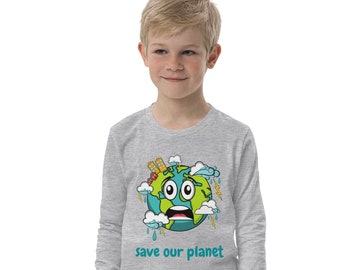 ¡Salva nuestro planeta! ¡Acción climática ya! Camiseta juvenil de manga larga del Día de la Tierra