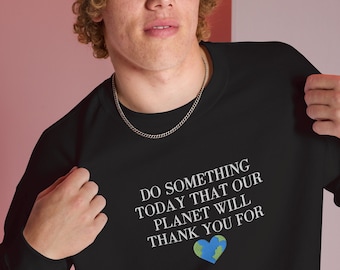 Save Our Planet Embroidered Crewneck Sweatshirt - Heart Earth Day Unisex