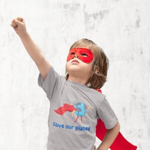 Superhero Save Our Planet Climate Change Toddler Short Sleeve Shirt