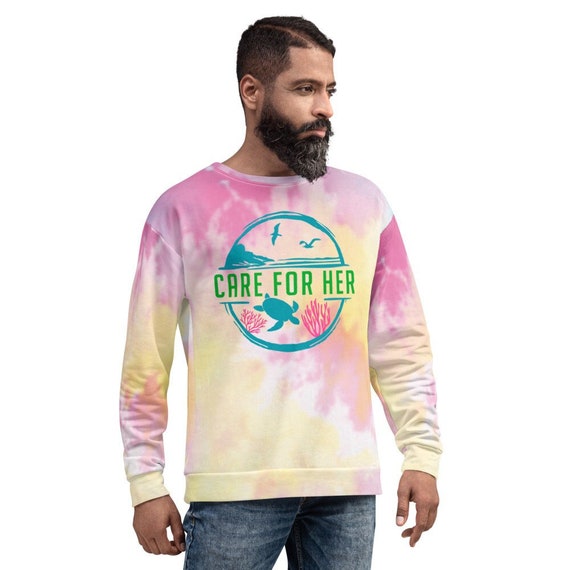 Climate Change Tie-Dye Sweatshirt: Neon Planet Earth Graphic