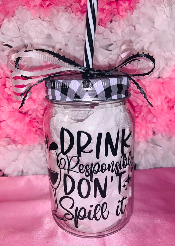 Mason Jar With Lid and Straw Etsy