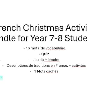 French Christmas Activity Bundle for Year 7-8 students (UK)/students with 1-2 years of French